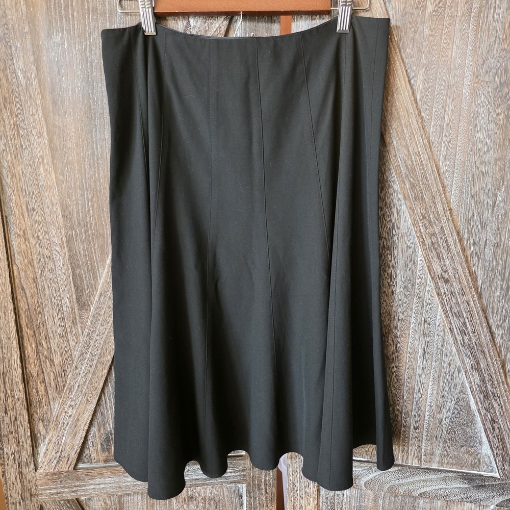 Michael Kors Skirt Women's Size 8 Black Side Zip Midi Twirl Full Casual Business